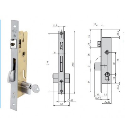 CERR MET C/GOLP INOX 25 196/6 PALETA BASC